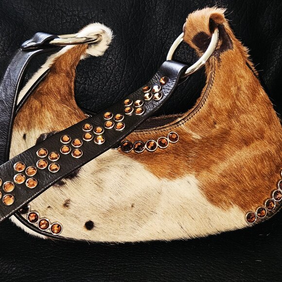 B.B. Simon Handbags - BB Simon Hair on Hide Bag with Colorado Stone Accents by Swarovski